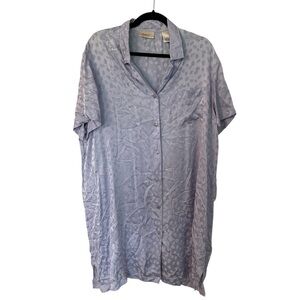 Judith Hart Fine Sleepwear Short Sleeve Button Front 100% Silk Dress Size XL GUC